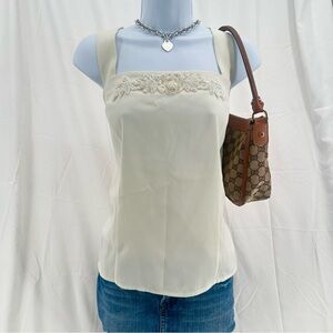 Elegant Vintage 90s/Y2K Plus Size Cream Beaded Blouse